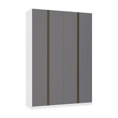 Guarda Roupa Modulado Prime Luciane 4 Portas 3 Gavetas Branco com Cinza Puro