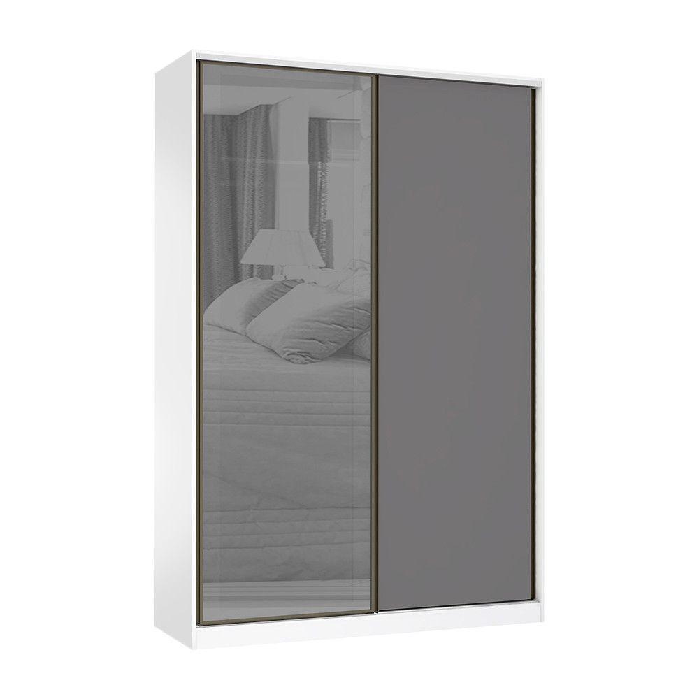 Guarda Roupa 2 Portas 159cm Prata Branco Com Cinza Puro - 1