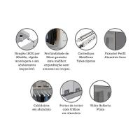 Guarda Roupa 2 Portas 159cm Prata Branco Com Cinza Puro - 3