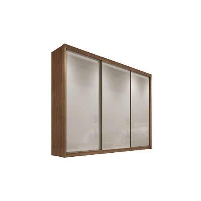 Guarda Roupa Casal Diamond Plus 3 Portas de Correr 6 Gavetas Freijó-Fendi Off MDF