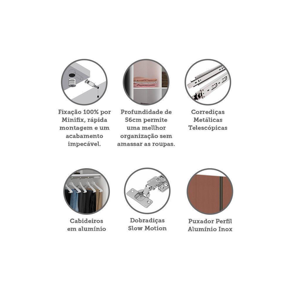 Guarda Roupa 4 Portas 159,2 Cm Branco Ff Com Gaia - 3