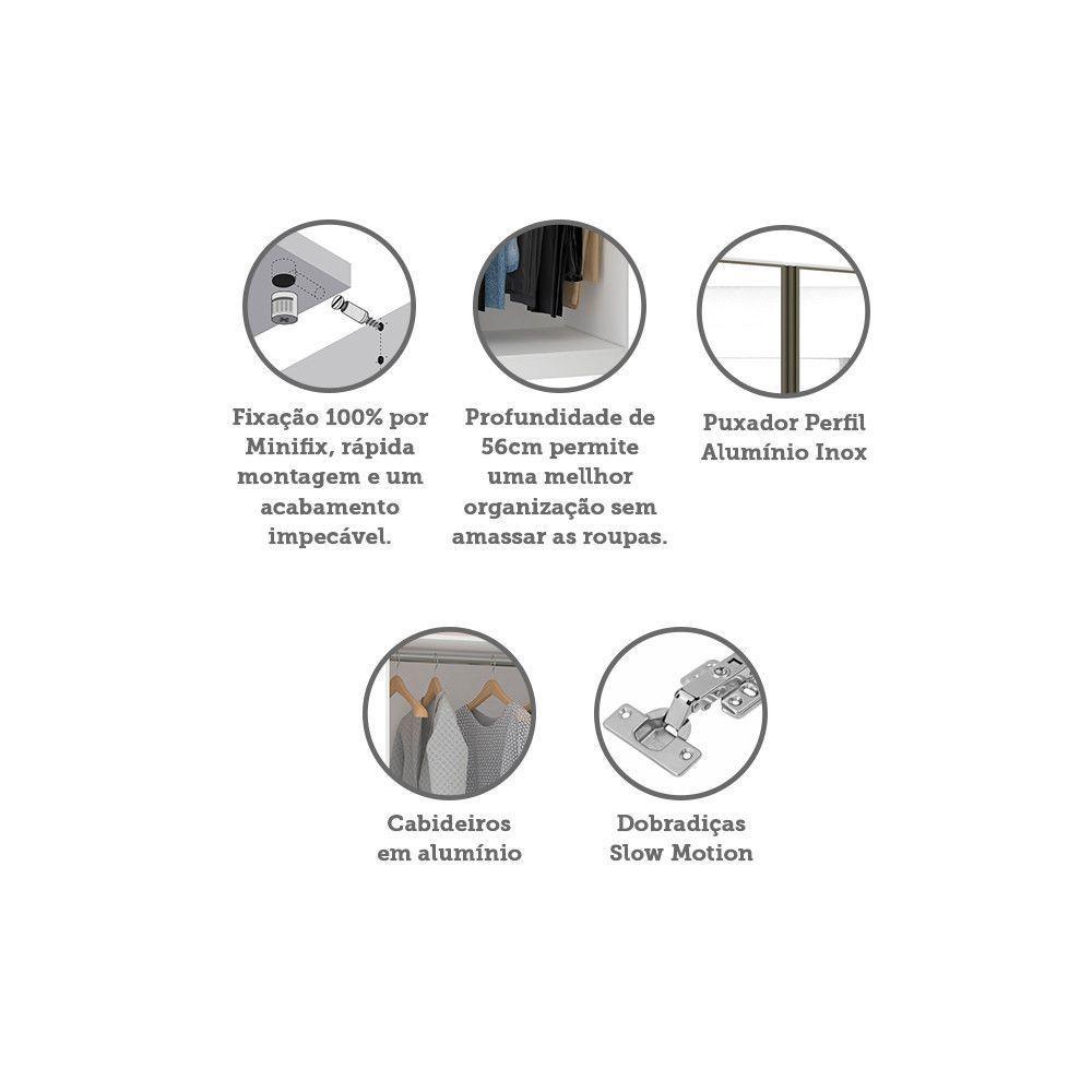 Guarda Roupa 2 Portas 80cm Branco Com Espelho - 3