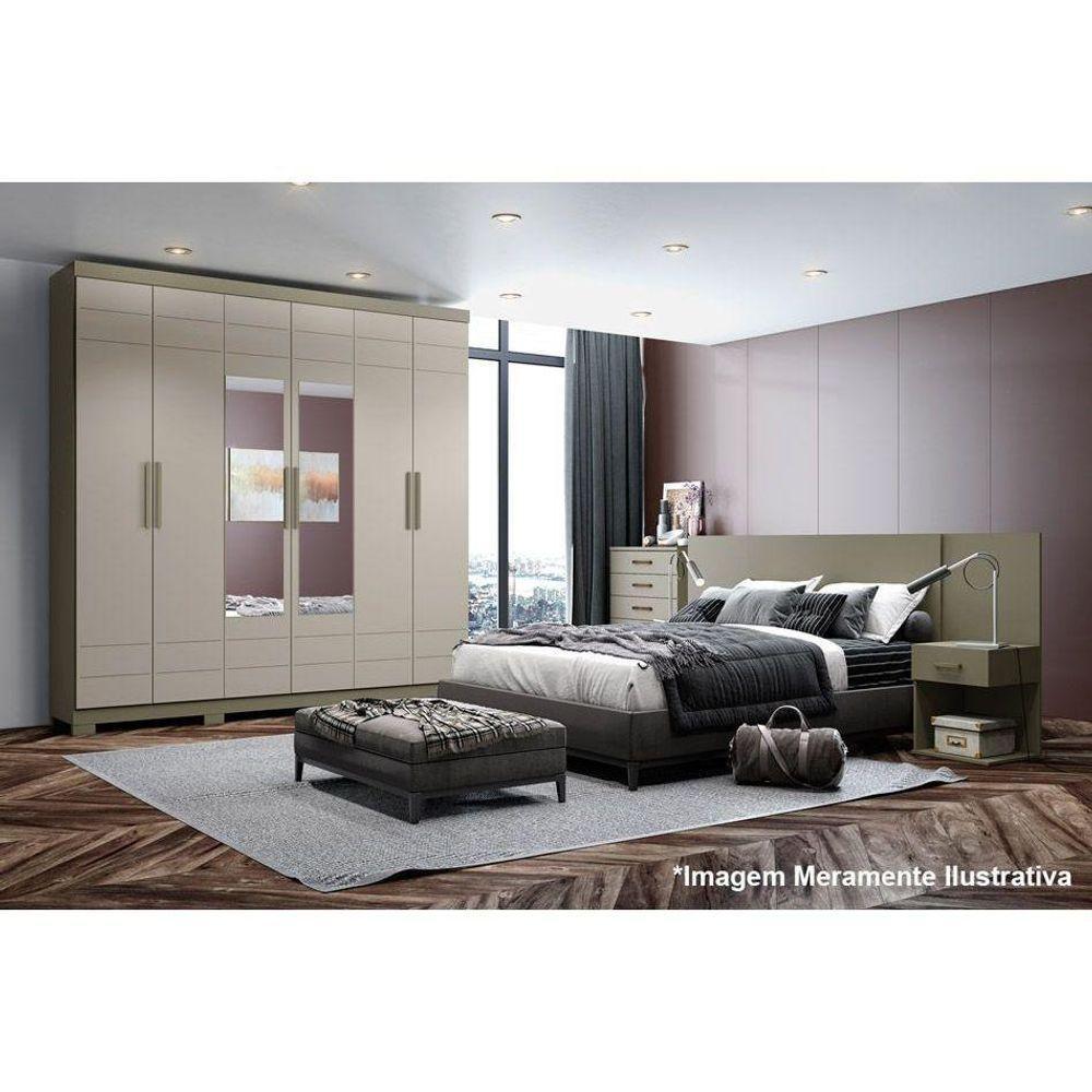 Guarda Roupa 6 Portas  e 3 Gavetas c/ Espelho Flora Duna/Cristal - Henn - 4