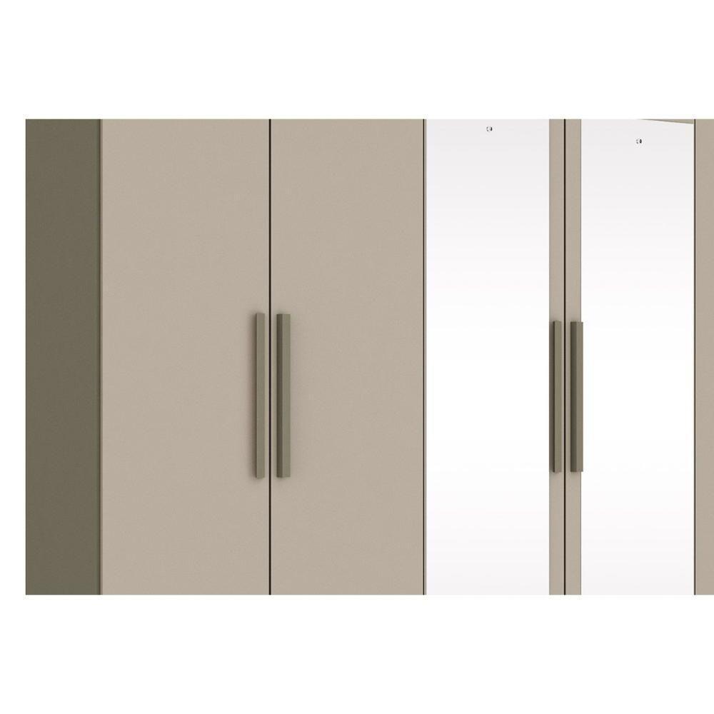 Guarda Roupa 6 Portas  e 3 Gavetas c/ Espelho Flora Duna/Cristal - Henn - 6