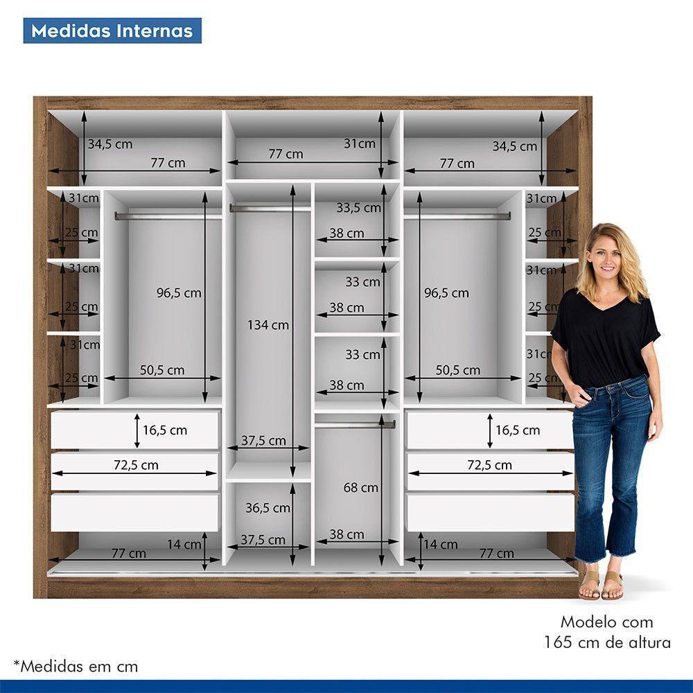 Guarda Roupa Casal Com 3 Espelhos E 3 Portas Minastex Freijó - 4