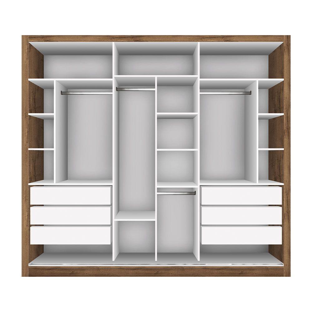 Guarda Roupa Casal Com 3 Espelhos E 3 Portas Minastex Freijó - 5