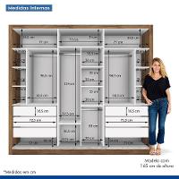 Guarda Roupa Casal Com 3 Espelhos E 3 Portas Minastex Freijó