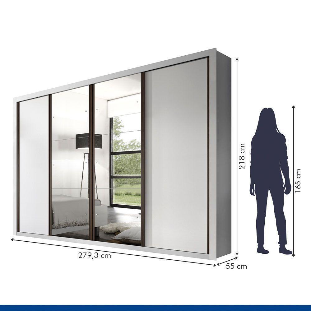 Guarda Roupa Casal Com 6 Espelhos 4 Portas Firenze Minastex Branco - 2