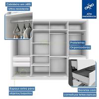 Guarda Roupa Casal Com 6 Espelhos 4 Portas Firenze Minastex Branco - 7