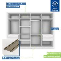 Guarda Roupa Casal Com 6 Espelhos 4 Portas Firenze Minastex Branco - 8