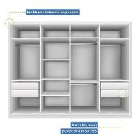 Guarda Roupa Casal Com 6 Espelhos 4 Portas Firenze Minastex Branco - 9