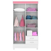 Guarda Roupa 4 Portas Astro Flex Branco Rosa Branco - 1
