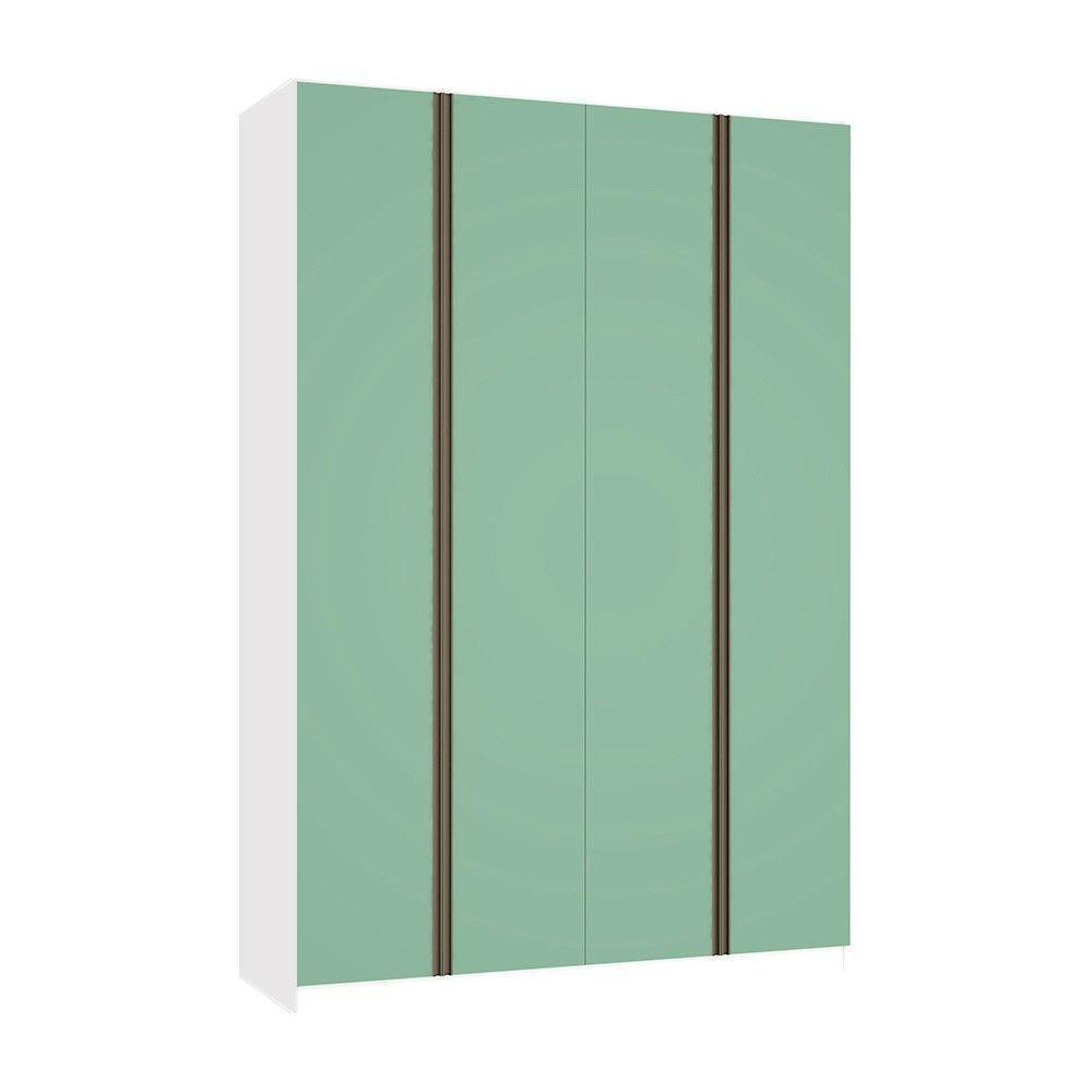 Guarda Roupa 4 Portas 159,2 Cm Branco Ff Com Verde Jade - 1