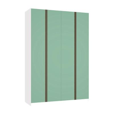 Guarda Roupa Prime Luciane 4 Portas 3 Gavetas Verde Jade Branco MDP 15mm