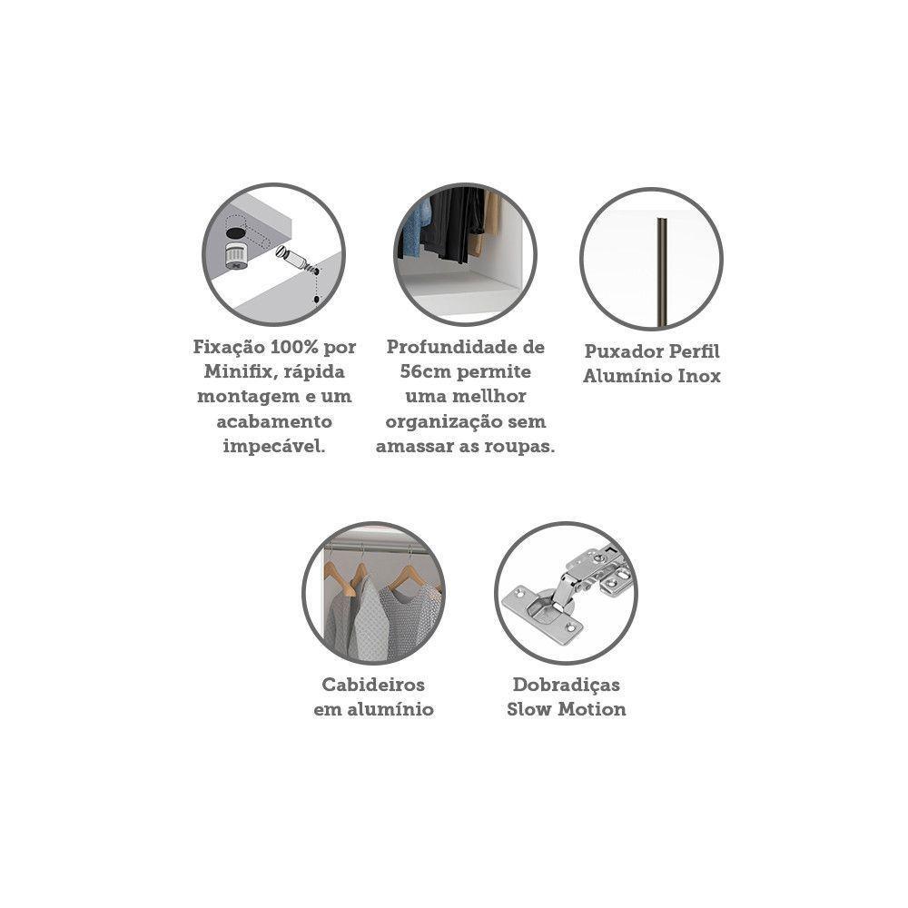 Guarda Roupa 2 Portas 80cm Branco Com Branco Mat - 4