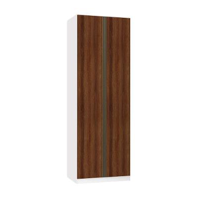 Guarda Roupa Modulado Prime 2 Portas Bater 3 Gavetas Branco F.F. com Nogueira Dourado MDP