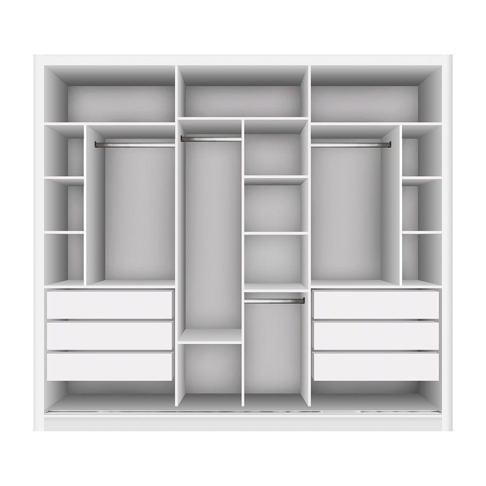 Guarda Roupa Casal Com 3 Espelhos E 3 Portas Minastex Branco - 9