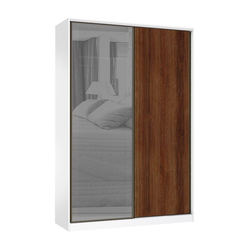Guarda Roupa 2 Portas 159cm Prata Branco Com Nogueira Dourado - 1