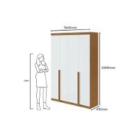 Guarda Roupa Solteiro 4 Portas e 2 Gavetas Alonzo Plus Amêndoa/Branco - Lopas - 3