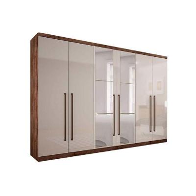 Guarda Roupa Casal Dello Plus 6 Portas de Abrir 8 Gavetas Canela-Fendi