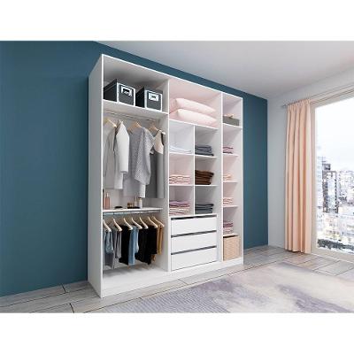 Guarda Roupa Closet Prime Luciane sem Portas 3 Gavetas Branco MDP Kit