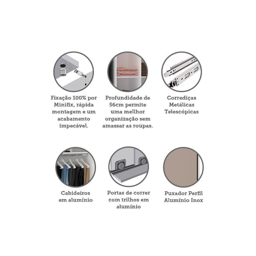 Guarda Roupa 2 Portas De Correr 159cm Branco Ff Com Connect - 3