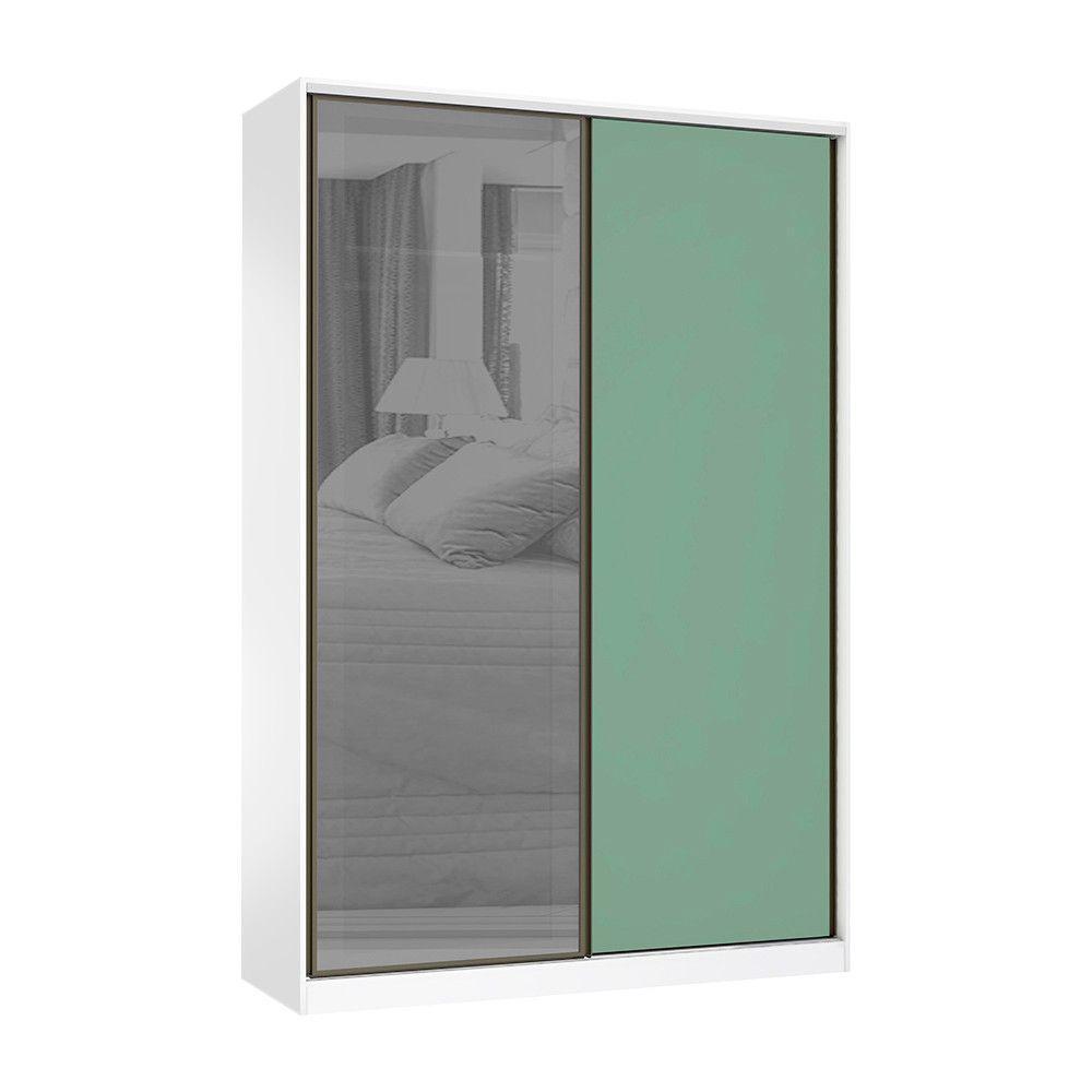 Guarda Roupa 2 Portas 159cm Prata Branco Com Verde Jade - 1