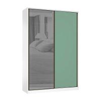 Guarda Roupa 2 Portas 159cm Prata Branco Com Verde Jade - 1