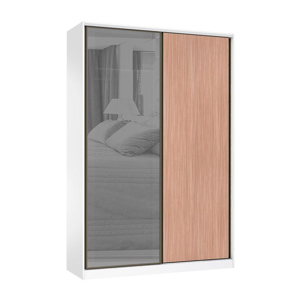 Guarda Roupa 2 Portas 159cm Prata Branco Com Cumaru - 1