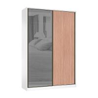 Guarda Roupa 2 Portas 159cm Prata Branco Com Cumaru - 1