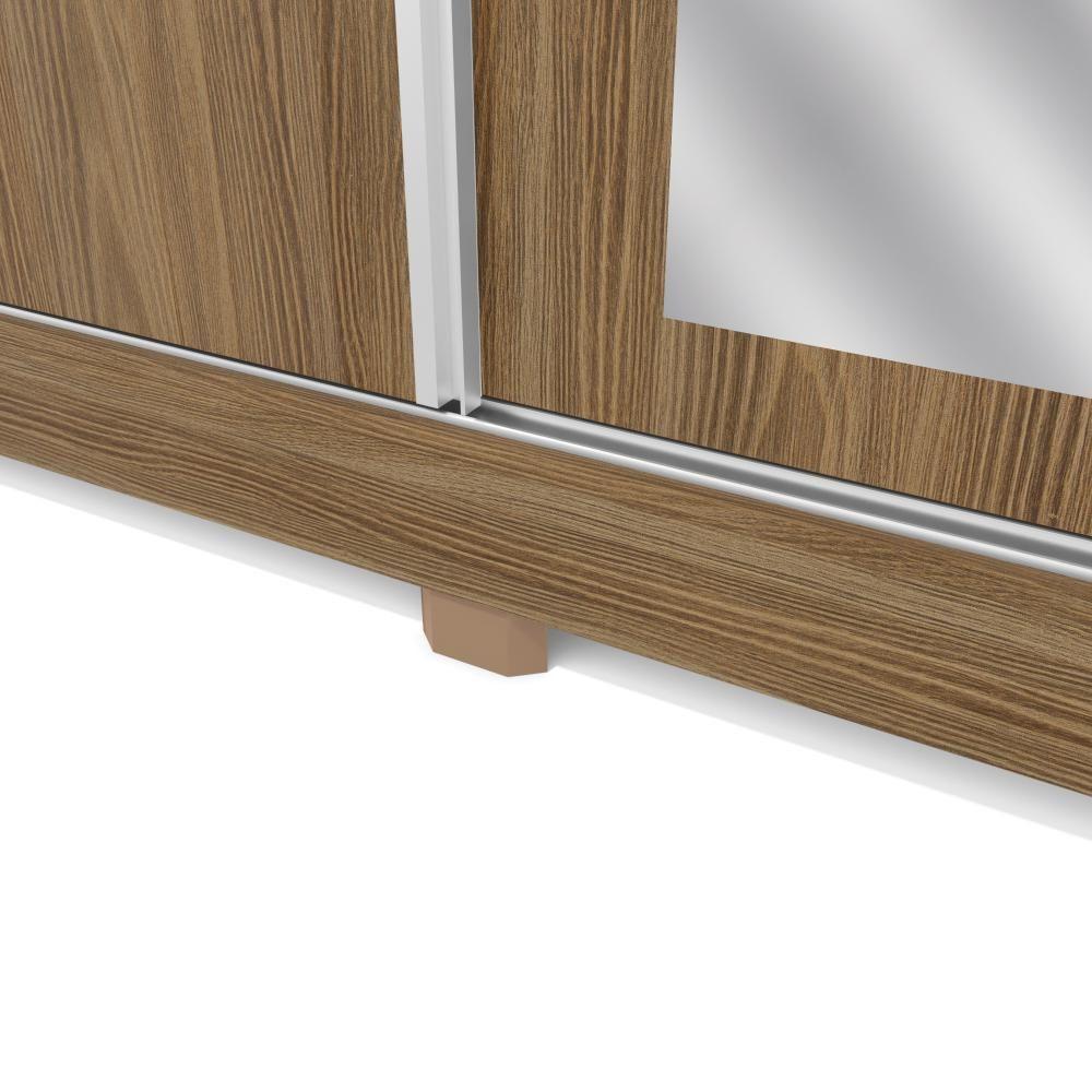 Guarda-Roupa Casal 100% Mdf Kappesberg C/Pés E 6 Espelhos 3 Portas De Correr 8 Gavetas Nogueira - 4