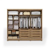 Guarda-Roupa Casal 100% Mdf Kappesberg C/Pés E 6 Espelhos 3 Portas De Correr 8 Gavetas Nogueira - 2