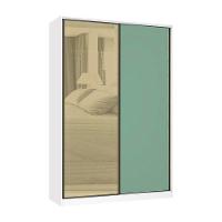 Guarda Roupa 2 Portas De Correr 159cm Branco Com Verde Jade - 1