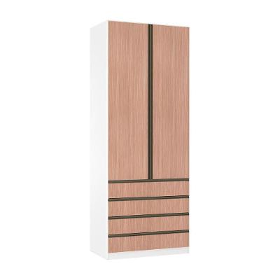 Guarda Roupa Solteiro Prime 2 Portas Bater 4 Gavetas Branco F.F. com Cumaru MDP