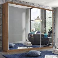 Guarda Roupa Casal 3 Portas De Correr 4 Gavetas E 9 Espelhos Rennes Minastex Freijó - 1