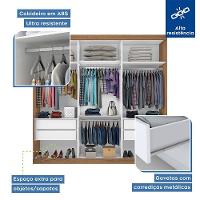 Guarda Roupa Casal 3 Portas De Correr 4 Gavetas E 9 Espelhos Rennes Minastex Freijó - 2