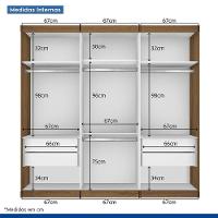 Guarda Roupa Casal 3 Portas De Correr 4 Gavetas E 9 Espelhos Rennes Minastex Freijó