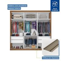 Guarda Roupa Casal 3 Portas De Correr 4 Gavetas E 9 Espelhos Rennes Minastex Freijó - 7