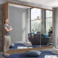 Guarda Roupa Casal 3 Portas De Correr 4 Gavetas E 9 Espelhos Rennes Minastex Freijó - 8