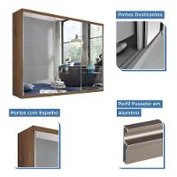 Guarda Roupa Casal 3 Portas De Correr 4 Gavetas E 9 Espelhos Rennes Minastex Freijó - 9