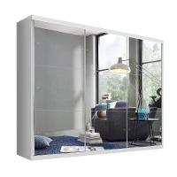 Guarda Roupa Casal 3 Portas De Correr 4 Gavetas E 9 Espelhos Rennes Minastex Branco