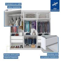 Guarda Roupa Casal 3 Portas De Correr 4 Gavetas E 9 Espelhos Rennes Minastex Branco - 8