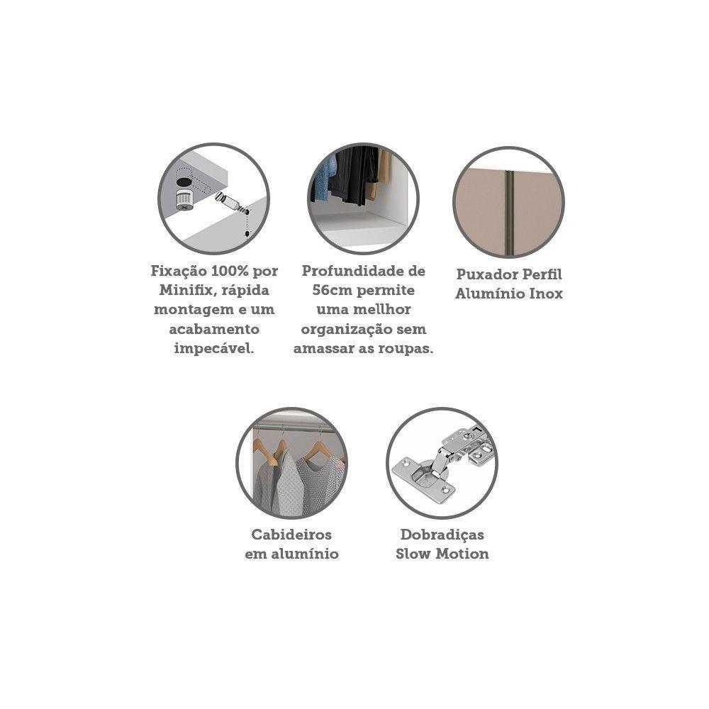 Guarda Roupa 2 Portas 2 Cabideiros 80cm Branco Com Connect - 3