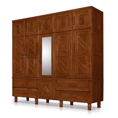 Guarda Roupa Casal Chicago 105 11 Portas de Bater 4 Gavetas Castanho