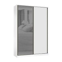 Guarda Roupa 2 Portas 159cm Prata Branco Com Branco Mat - 1