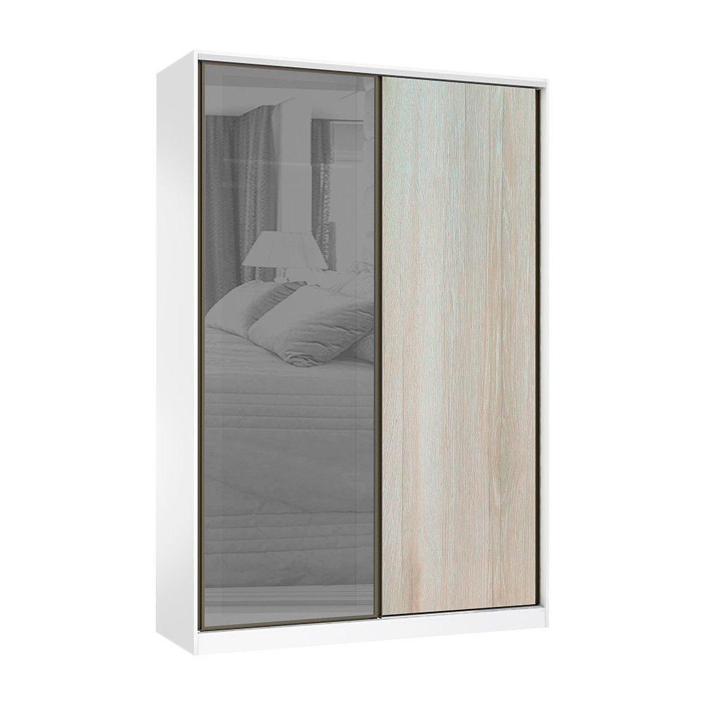 Guarda Roupa 2 Portas 159cm Prata Branco Com Crema - 1