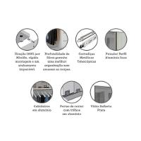 Guarda Roupa 2 Portas 159cm Prata Branco Com Crema - 3