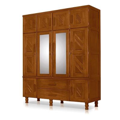 Guarda Roupa Casal Chicago 104 10 Portas de Bater 2 Gavetas Castanho Mais Madeira