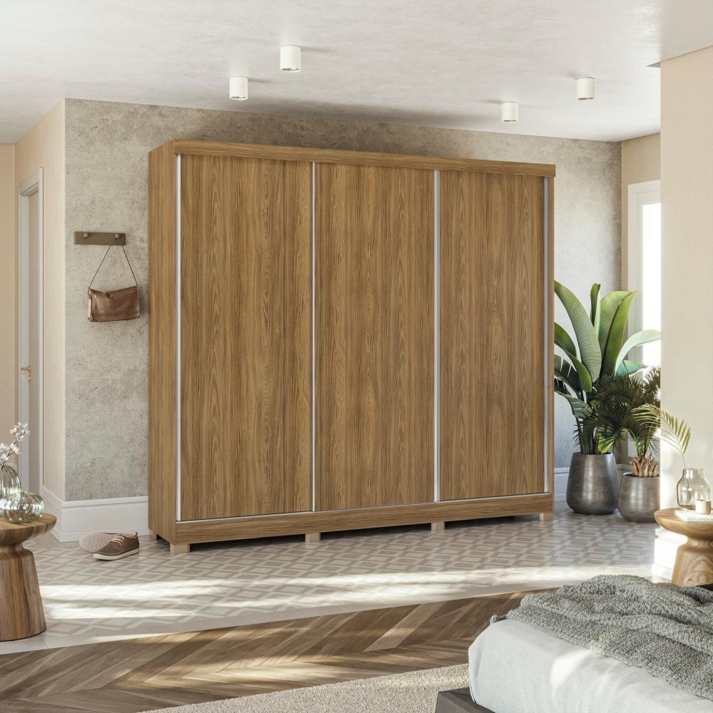 Guarda-roupa Casal 100% Mdf Kappesberg C/pés 3 Portas De Correr 8 Gavetas Nogueira - 2