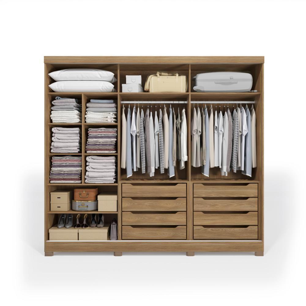 Guarda-roupa Casal 100% Mdf Kappesberg C/pés 3 Portas De Correr 8 Gavetas Nogueira - 4